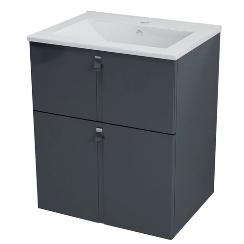 SAPHO MITRA mosdótartó szekrény, 2 fiókkal, 59,5x70x46cm, antracit (MT062)