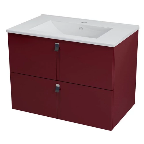 SAPHO MITRA mosdótartó szekrény, 2 fiókkal, 75,5x55x46cm, bordó (MT073)