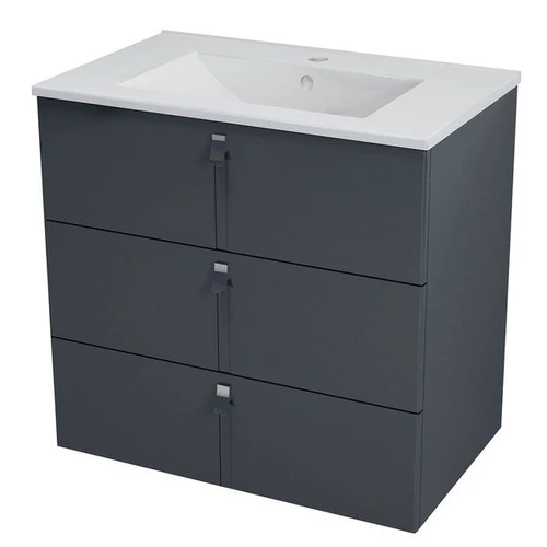 SAPHO MITRA mosdótartó szekrény, 3 fiókkal, 89,5x70x46cm, antracit (MT112)