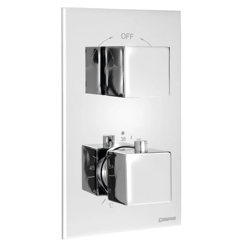 SAPHO LATUS falba süllyesztett termosztátos zuhanycsaptelep, 2-irányú váltóval, zuhanyszett nélkül, króm (1102-62)
