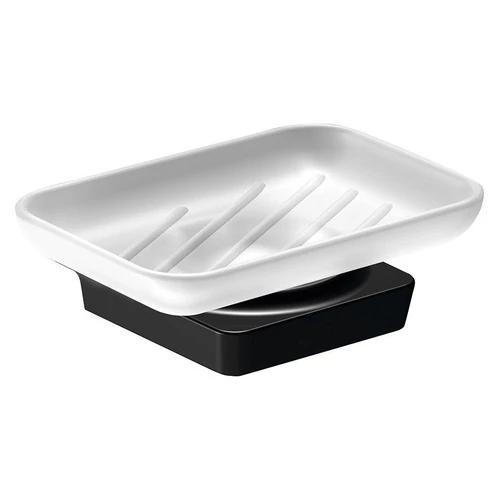 SAPHO ZEN BLACK Szappantartó, tejüveg, fekete (166459)