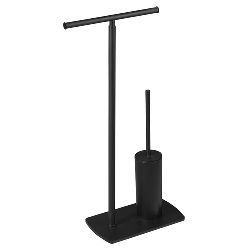 SAPHO FLORIDA szabadonálló WC-kefe és törölközőtartó, matt fekete, INOX (733214)