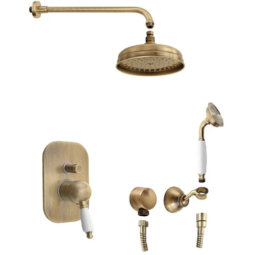 SAPHO KIRKÉ falba süllyesztett csaptelep, 2-irányú váltóval, fehér kerámia karral, bronz (KI42BB-01)