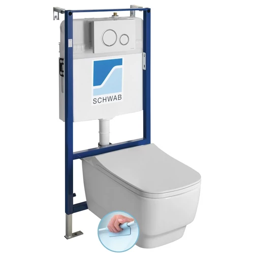 SAPHO BELLO RIMLESS fali WC, beépíthető tartállyal, nyomógombbal és soft close ülőkével (100214-SET5)