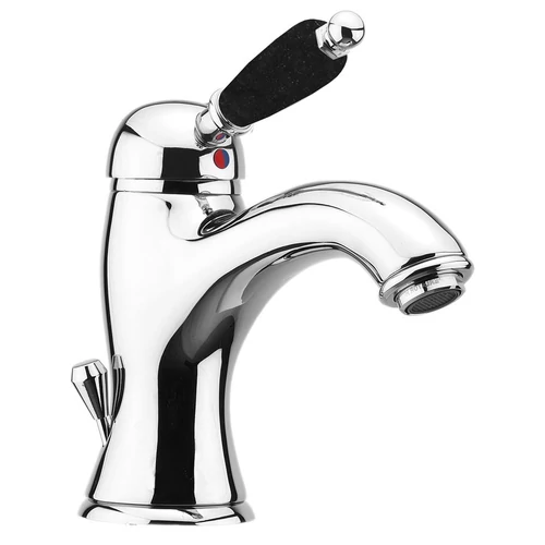 SAPHO KIRKÉ mosdócsaptelep, automata leeresztővel, fekete kerámia karral, króm (KI02NC)