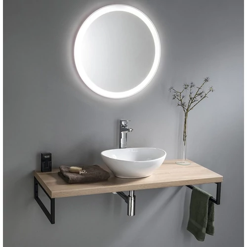 SAPHO AQUALINE VEGA pult tükörrel, mosdóval, 2 db konzollal, csaptelep nélkül, 97,5x45cm, platina tölgy (VG700-01)