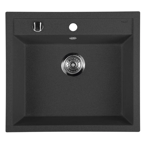 SAPHO Gránit mosogató, egymedencés, 57x51cm, fekete (GR1004)