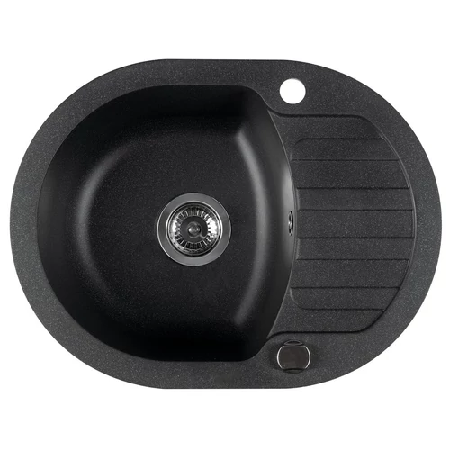 SAPHO Gránit mosogató, egymedencés, 61x46,5cm, fekete (GR1234)