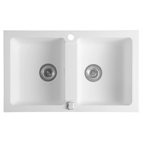 SAPHO Gránit mosogató, duplamedencés, 78x47,5cm, fehér (GR2221)