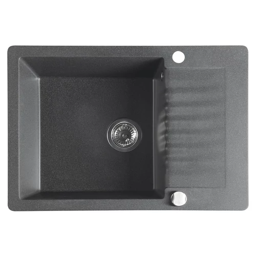 SAPHO Gránit mosogató, egymedencés, 71x50cm, fekete (GR6534)