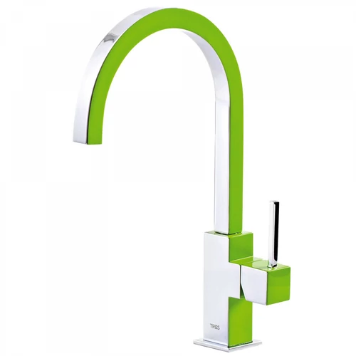 Tres Top-Tres egykaros mosogatócsaptelep 22 x 22 mm-es kifolyóval zöld-króm 130497VE