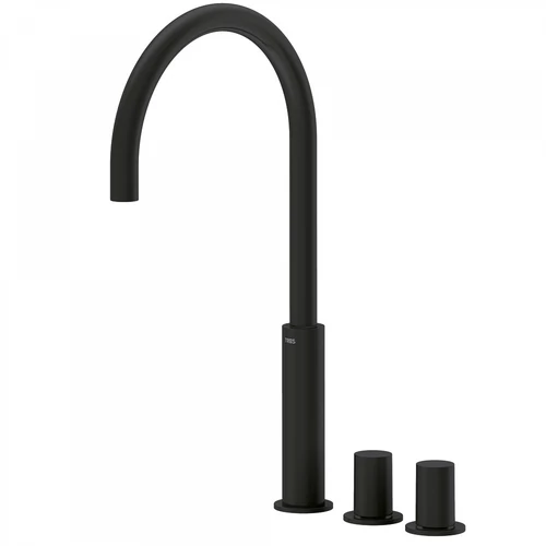 Tres Study Exclusive pultba építhető két fogantyús mosdócsaptelep matt fekete 06110502NM