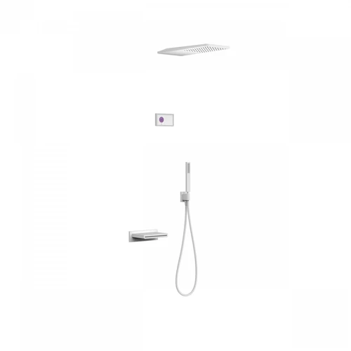 Tres Shower Technology falba építhető elektronikus termosztátos zuhanyrendszer kádkifolyóval matt fehér 09286319BM
