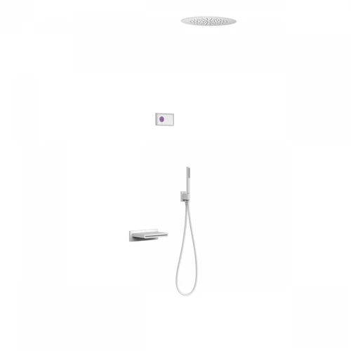 Tres Shower Technology falba építhető elektronikus termosztátos zuhanyrendszer kádkifolyóval matt fehér 09286320BM