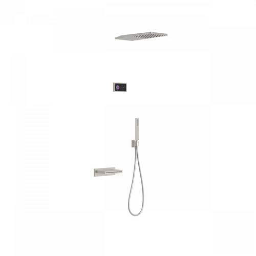 Tres Shower Technology falba építhető elektronikus termosztátos zuhanyrendszer kádkifolyóval acél 09288319AC