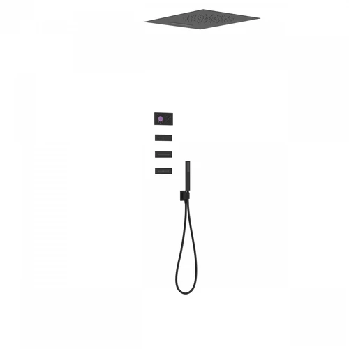 Tres Shower Technology falba építhető elektronikus termosztátos zuhanyrendszer matt fekete 09288404NM