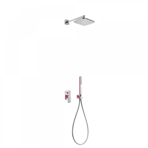 Tres Loft Colors egykaros falba építhető zuhanyrendszer fukszia-króm 20018002FU