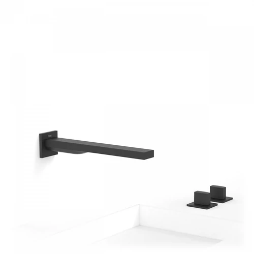 Tres Slim Exclusive 3 lyukas mosdócsaptelep fali 264 mm-es kifolyóval matt fekete 20223901NM