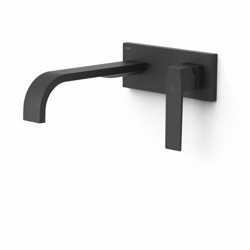 Tres Slim Exclusive egykaros fali mosdócsaptelep 240 mm-es hajlított kifolyóval matt fekete 20230014NM