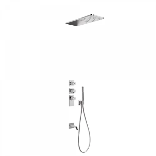 Tres Block-System beépíthető 3 utas termosztátos zuhanyrendszer kádkifolyóval 20635301