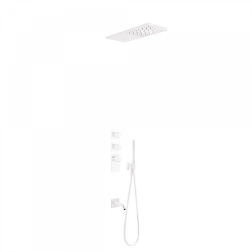 Tres Block-System beépíthető 3 utas termosztátos zuhanyrendszer kádkifolyóval matt fehér 20635301BM