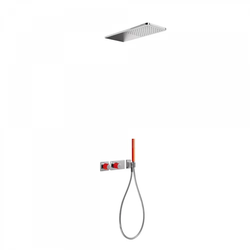 Tres Loft Colors termosztátos falba építhető zuhanyrendszer piros-króm 20735202RO