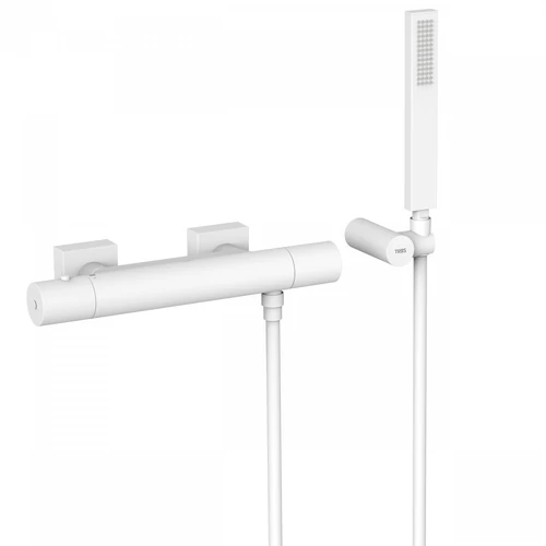 Tres Projekt-Tres falon kívüli termosztátos zuhanycsaptelep matt fehér 21116409BM