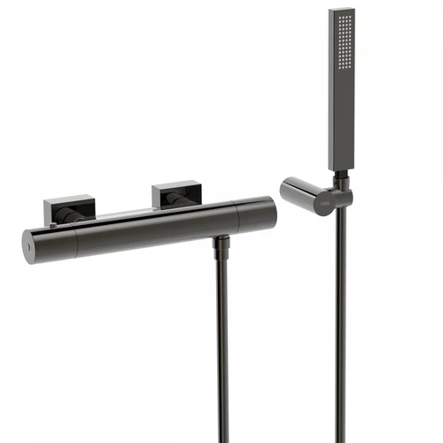 Tres Projekt-Tres falon kívüli termosztátos zuhanycsaptelep metál fekete 21116409KM