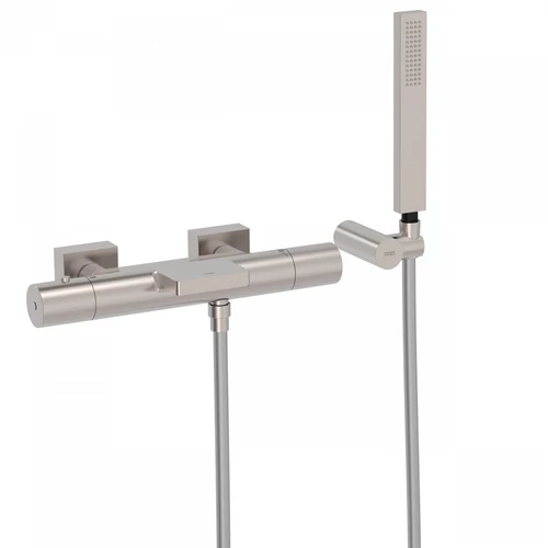 Tres Projekt-Tres falon kívüli termosztátos kádcsaptelep cascade kifolyóval acél 21117409AC