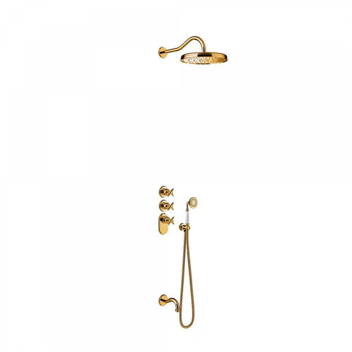 Tres-Clasic falba építhető termosztátos zuhanyszett kádkifolyóval arany 24235301OR