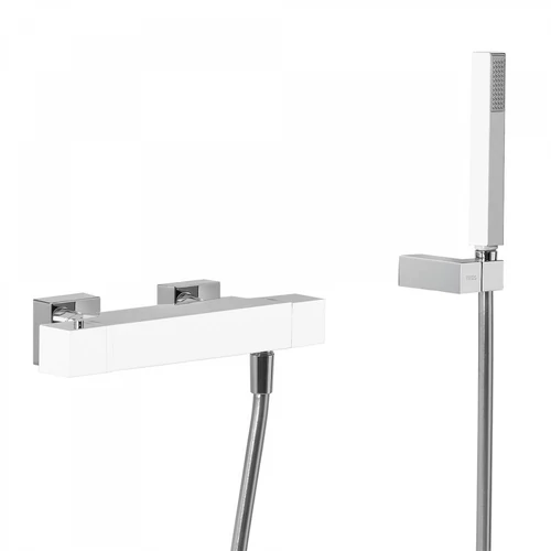 Tres Cuadro Exclusive termosztátos fali zuhanycsaptelep kézi zuhannyal fehér-króm 4071649