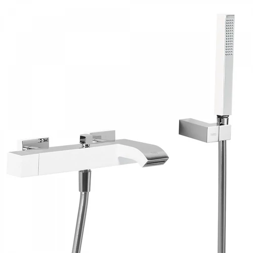 Tres Cuadro Exclusive egykaros falon kívüli kádcsaptelep kézi zuhannyal fehér-króm 40717002