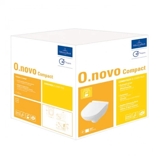 Villeroy & Boch O.novo kompakt mély öblítésű fali WC, lassú záródású ülőkével 5688 H1 01 (5688H101)