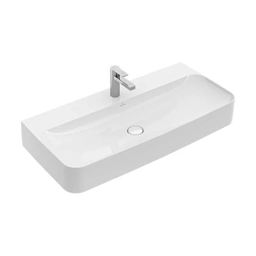 Villeroy & Boch Finion 100 x 47 cm-es mosdó 1 csaplyukkal Stone White CeramicPlus felülettel túlfolyó nélkül - 41681HRW