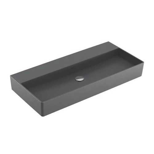 Villeroy & Boch Memento 2.0 100 x 47 cm-es mosdó csaplyuk és túlfolyó nélkül Graphite CeramicPlus felülettel - 4A221FI4