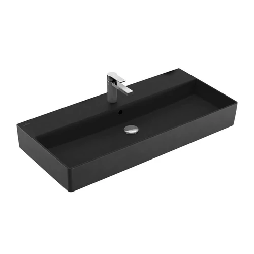 Villeroy & Boch Memento 2.0 100 x 47 cm-es mosdó 1 csaplyukkal Ebony CeramicPlus felülettel - 4A221GS5