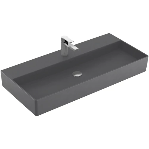 Villeroy & Boch Memento 2.0 100 x 47 cm-es mosdó 1 csaplyukkal Graphite CeramicPlus felülettel túlfolyó nélkül - 4A221HI4