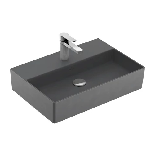 Villeroy & Boch Memento 2.0 60 x 42 cm-es mosdó 1 csaplyukkal Graphite CeramicPlus felülettel túlfolyó nélkül - 4A2261I4