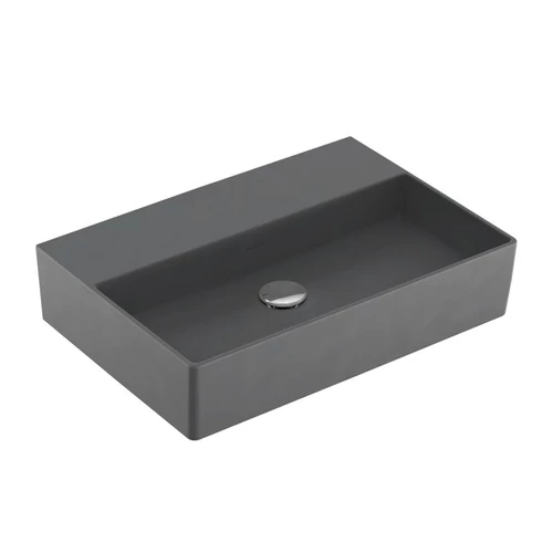 Villeroy & Boch Memento 2.0 60 x 42 cm-es mosdó csaplyuk és túlfolyó nélkül Graphite CeramicPlus felülettel - 4A2263I4