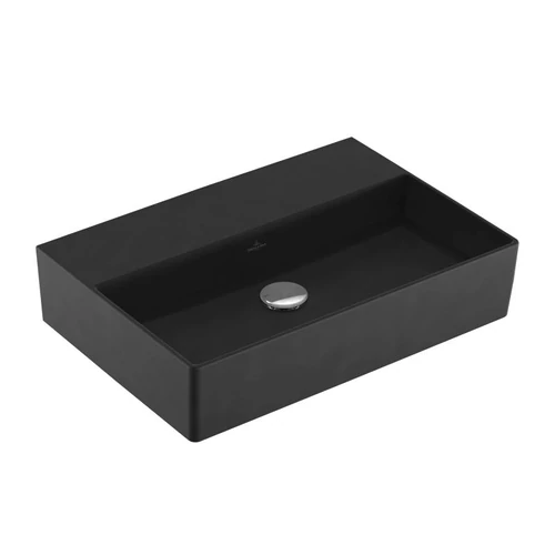 Villeroy & Boch Memento 2.0 60 x 42 cm-es mosdó csaplyuk és túlfolyó nélkül Ebony CeramicPlus felülettel - 4A226FS5