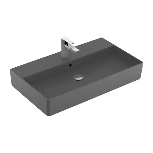 Villeroy & Boch Memento 2.0 80 x 47 cm-es mosdó 1 csaplyukkal Graphite CeramicPlus felülettel - 4A2280I4