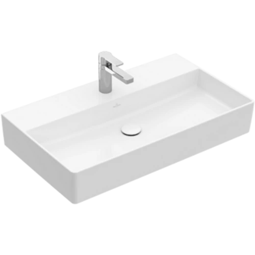 Villeroy & Boch Memento 2.0 80 x 47 cm-es mosdó 1 csaplyukkal Stone White CeramicPlus felülettel - 4A228GRW