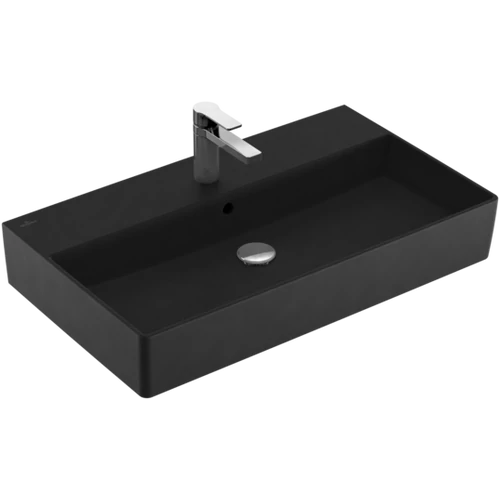 Villeroy & Boch Memento 2.0 80 x 47 cm-es mosdó 1 csaplyukkal Ebony CeramicPlus felülettel - 4A228GS5