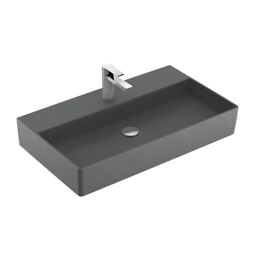 Villeroy & Boch Memento 2.0 80 x 47 cm-es mosdó 1 csaplyukkal Graphite CeramicPlus felülettel túlfolyó nélkül - 4A228LI4