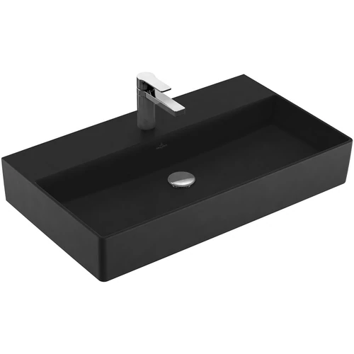 Villeroy & Boch Memento 2.0 80 x 47 cm-es mosdó 1 csaplyukkal Ebony CeramicPlus felülettel túlfolyó nélkül - 4A228LS5