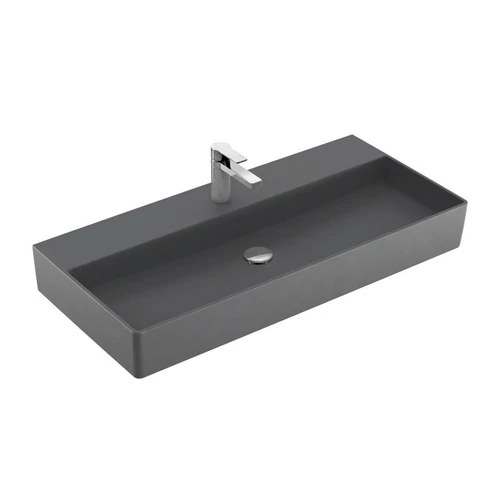 Villeroy & Boch Memento 2.0 100 x 47 cm-es mosdó 1 csaplyukkal Graphite CeramicPlus felülettel túlfolyó nélkül - 4A22A2I4