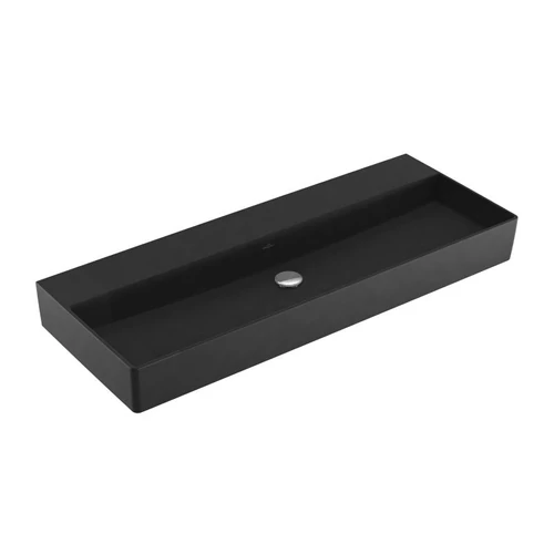 Villeroy & Boch Memento 2.0 120 x 47 cm-es mosdó csaplyuk és túlfolyó nélkül Ebony CeramicPlus felülettel - 4A22C3S5
