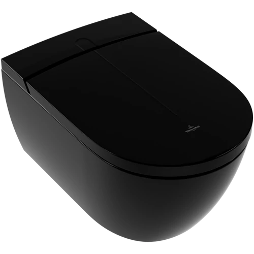 Villeroy &amp; Boch ViClean BIDÉFUNKCIÓS WC-ÜLŐKE, GYŰRŰ NÉLKÜLI MÉLYÖBLÍTÉSŰ WC Glossy Black CeramicPlus felülettel V0E100S0